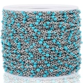 Detalle de cuentas ovales azules en cadena de acero inoxidable en carrete blanco para DIY - 17mm / Azul