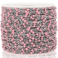 Rollo de cadena de acero inoxidable con cuentas de esmalte rosa para creación de joyas DIY - 17mm / Rosa