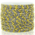 Cadena de cruz plana de acero inoxidable con cuentas de esmalte amarillo en carrete - 17mm / Amarillo