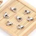 Set di sei chiusure a moschettone a forma di cuore in acciaio inox per gioielli fai da te - 5x14mm / Color Acciaio