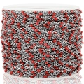 Cadena DIY de acero inoxidable plateado con cuentas de esmalte rojo en un carrete - 17mm / Rojo