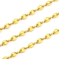 Macro shot of polished gold-plated stainless steel mariner link coffee bean chains - Gold 5.2