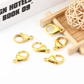 Set aus sechs goldenen Edelstahl Karabinern für DIY Schmuckherstellung und Halsketten - 10mm / Gold