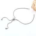 Zilveren roestvrijstalen box chain armband met verstelbare schuif en kleine ronde kralen - Staalkleur Schuifarmband 1.8x12mm