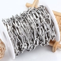 Roll of geometric diamond-shaped stainless steel chain in silver for DIY jewelry - Steel Color 6.8mm