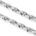 Polished silver stainless steel chain necklace with intricate diamond cut textured links - Silver (11mm)