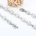 Collana a catena ad ancora in acciaio inossidabile argento lucido design maiale - Stile Catena Rettangolare / Argento