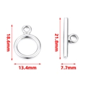 Polished silver stainless steel OT toggle clasp jewelry connectors 18.6mm on white background - Steel Color OT Bar Integrated Clasp