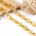 Collana a maglia marina in acciaio inossidabile dorato con finitura lucida a maialino - Stile Catena Rettangolare / Oro