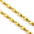 Polished gold mariner coffee bean chain necklace with high-shine metallic finish - 8.0mm / 18K Gold