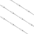 DIY silver stainless steel chain featuring alternating links and polished cylindrical tubes - 1.5mm+2mm Flat Cross With Round Tube Chain / Steel