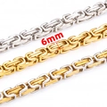 6mm Byzantinische Gliederkette aus Edelstahl in Gold und Silber für Herren-Schmuck - Doppelte byzantinische Kette / 6mm / Stahlfarben