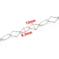 Silver stainless steel geometric link chain with 13mm octagon and 8.3mm square rings - Diamond-Shaped Chain / Steel