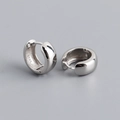 Macro detail of S925 sterling silver hallmark on high-polished gold hoop earring - Style A Classic Round / White Gold