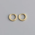 Detalle de pendientes de aro dorados en plata s925 con bisagra de cierre pulida - Plata 925 / Pequeño 9mm (Dorado)