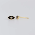 Detailopname van S925 zilveren boze oog oorknopjes met zwart emaille en zirkonia kristal - 925 zilver / Zwarte Emaille Witte Strass (Goud)