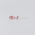 Detail van S925 zilveren evil eye oorknopjes met roze emaille en ingelegde zirkoonsteen - 925 zilver / Roze Emaille Witte Strass (Platina)