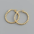 Macro detail of gold beaded hoop earrings with S925 sterling silver hallmark - Large (Gold)
