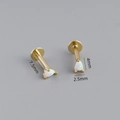 Detailed view of 925 silver gold opal labret studs with 7.5mm and 4mm bar length - Style 1 Water Drop / Gold