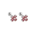Macro shot of 925 sterling silver flower earrings with pink zircons and screw backs - 925 Silver / Silver (Rose Stone)