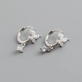 Macro shot of S925 silver mark on gold butterfly hoop earrings with sparkling crystals - Clear White (Silver)
