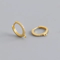 Vue détaillée de créoles en argent S925 doré avec incrustation de zircons et anneau DIY - Argent 925 / Or