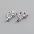 Macro shot of S925 sterling silver stamp and purple marquise butterfly earrings - Amethyst Purple (Silver)