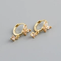 Detail of S925 hallmark on gold butterfly hoop earring with champagne zircon stones - Yellow Stone (Gold)