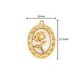 Gold oval stainless steel rose pendant with embossed border 16mm x 21.3mm - Rose (A2594) / 16x21.3mm / Gold