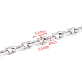 Silver stainless steel paperclip chain necklace showing detailed link size 9.6mm x 5.5mm - Steel