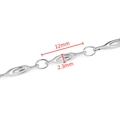 Macro detail of 12mm silver stainless steel oval links for necklace chain making - Precision Polished Style / Silver Tone Pea Chain