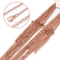 Rose gold stainless steel cross chain necklace with secure lobster clasp and fine O-link - 45+5cm / Rose Gold
