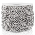 Roll of polished silver stainless steel chain for DIY jewelry making on white spool - 1.0x4.5x6mm / Steel