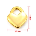 Colgante de candado de corazón de acero inoxidable oro 18K con medidas 14mm x 17mm - 14mm*17mm / Dorado