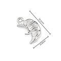 Polished silver croissant charm pendant with 19.2mm length for DIY jewelry making - Textured Crescent (A2595) / 19.2x10.8x6mm / Silver