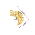Gold stainless steel croissant pendant with striped texture and size measurements - Textured Crescent (A2595) / 19.2x10.8x6mm / Gold