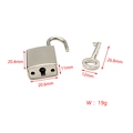 Mini silver metal padlock and key set for jewelry DIY, size 20.4x20.6mm, 19g weight - Silver Lock Set