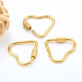Close-up of golden heart-shaped screw locks with anti-slip texture for DIY jewelry making - 18K Gold Sand Surface Heart Buckle 22.5x24.5mm