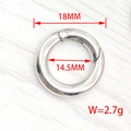 Silver 18mm alloy spring ring buckle with 14.5mm inner diameter for DIY bags - Inner 14.5mm Outer 18mm