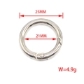 Polished silver alloy spring O-ring buckle with 25mm outer diameter and snap closure - Inner 21mm Outer 25mm