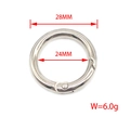 Silver alloy spring ring gate 28mm round carabiner hook for bags and keychains - Inner 23mm Outer 27mm