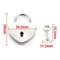 Lucchetto a forma di cuore in argento lucido con chiave abbinata e misure dettagliate - Lucchetto Cuore Chiave (Argento 30.5x39mm)