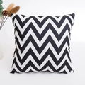 Federa quadrata moderna con classico motivo a onde a zigzag bianco e nero - Nero (Con Nucleo 500g) / 45*45cm / Nero