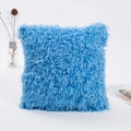 Blue square pillowcase with soft feather plush texture on a minimal white background - 45x45 (With 500g Core) / Peacock Blue