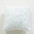 White faux fur square cushion cover with silver lurex thread for home decor - 45*45 (With 500g Core) / White With Silver Wire