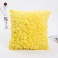 Square bright yellow faux fur pillow cover with soft plush feather yarn texture - 45x45 (With 500g Core) / Sunny Yellow