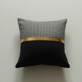 Moderner Kissenbezug mit Hahnentrittmuster, goldenem Band und schwarzem Stoff - 45x45 cm / Mit gebürstetem hochelastischem Kern / Oberes Hahnentritt-Spleißen (Stil 8)