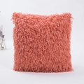 Square coral plush faux fur throw pillow cover for home decor with soft texture - 45x45 (With 500g Core) / Coral