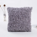 Square light grey faux fur pillow cover with fluffy plush texture for home decor - 45x45 (With 500g Core) / Gray