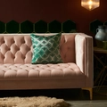 Fodera per cuscino moderna con motivo Art Déco verde smeraldo su divano in velluto rosa - Stile Conchiglia a Ventaglio Vintage (2) / Con Anima in Cotone da 500g